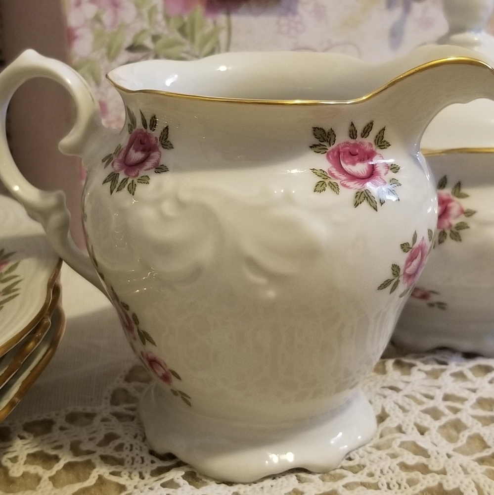 Vintage Walbryzch Avon Rose Creamer Pitcher